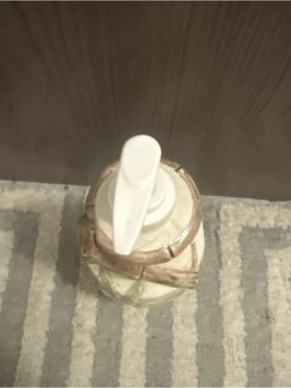 Croscill Ceramic Lotion Pump with Hand-Painted Bamboo Motif - Cream & Green
